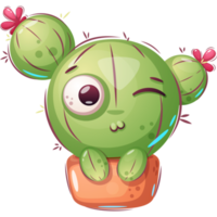 Cute playful cactus cartoon character png