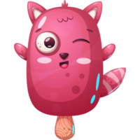 lindo personaje de dibujos animados de helado animal rosa png