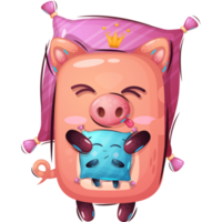 Prinzessin Schwein schläft auf einem Kissen png