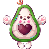 Cute green avocado with heart png