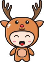 illustration de dessin animé d'ornement de mascotte de cerf de noel png