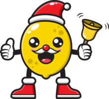 zitronenfrucht-maskottchen-karikaturillustration, die weihnachten feiert png