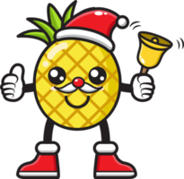 ananas fruit mascotte tekenfilm illustratie vieren Kerstmis png