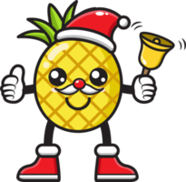 illustration de dessin animé de mascotte de fruits ananas célébrant noël png