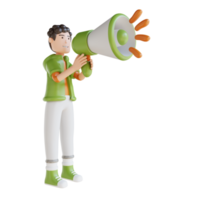 3D illustration business man holding megaphone for marketing png