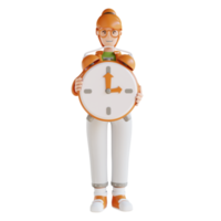 3D illustration women holding clock png