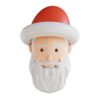 3d ilustración linda cabeza de santa claus png