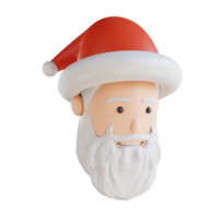 3d illustration cute Santa Claus head png