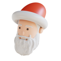 3d illustration cute Santa Claus head png