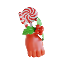 3d illustratie hulst en snoep Kerstmis ornament handschoenen png