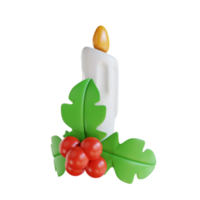 3d illustration holly Christmas ornaments and candles png