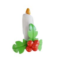 3d illustration holly Christmas ornaments and candles png