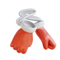 3d illustratie de kerstman claus handschoenen ornament png