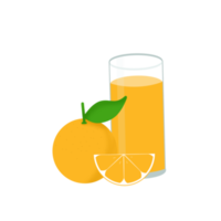 Orange juice illustration with glass and orange slice