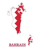 Bahrain National Flag Map Design, Illustration Of Bahrain Country Flag Inside The Map vector