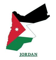 Jordan National Flag Map Design, Illustration Of Jordan Country Flag Inside The Map vector
