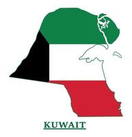 Kuwait National Flag Map Design, Illustration Of Kuwait Country Flag Inside The Map vector