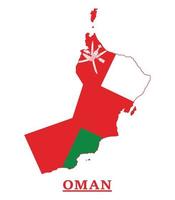 Oman National Flag Map Design, Illustration Of Oman Country Flag Inside The Map vector