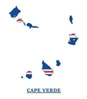 Cape Verde National Flag Map Design, Illustration Of Capo Verde Country Flag Inside The Map vector