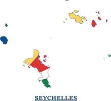 diseño del mapa de la bandera nacional de seychelles, ilustración de la bandera del país de seychelles dentro del mapa vector