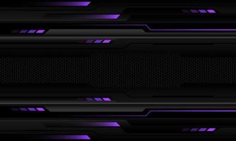 Abstract metallic purple line black cyber geometric black hexagon mesh banner blank space design ultramodern luxury futuristic technology background vector