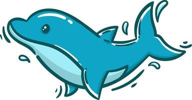 cute blue dolphin vector icon illustration