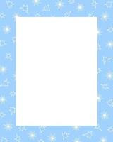 Winter holidays card template cover design decorated with outline image stars and snowflakes, rectangular frame for Christmas, New Year invitations, cards vector