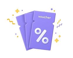 Set of 3d vouchers, loyalty cards, cash back template design with coupon code promotion, premium special price offers sale coupon photo
