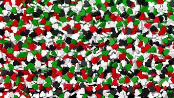 esprit de l'union, le drapeau de la fête nationale des émirats arabes unis se révèle dans les coeurs 3d, rendu 3d video