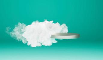 Mock up 3d podium with realistic cloud  design photo