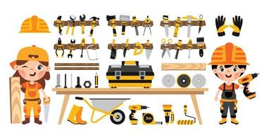 Set Of Various Construction Tools vector