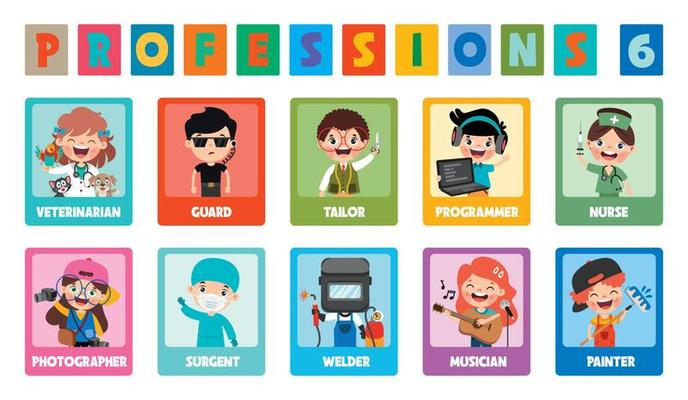 Set Of Various Cartoon Professions