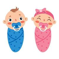 Cartoon Illustration Of Babies vector