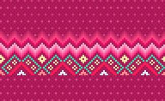 Embroidery ethnic pattern, Vector Geometric square background, Red Cross stitch surface antique style