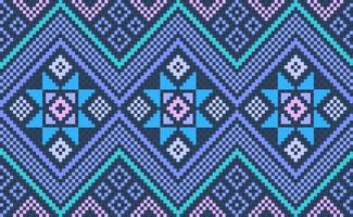 Pixel ethnic pattern, Vector Geometric beautiful style, Pink and blue pattern jacquard concept background