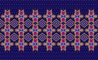 Sweater knitting pattern, Vector knitted abstract Navajo style, Pink and blue pattern geometry design
