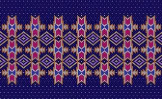 Sweater knitting pattern, Vector knitted abstract Navajo style, Pink and blue pattern geometry design