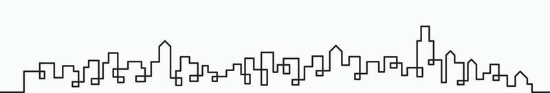 Modern City Skyline continuous outline drawing on white background. vector