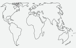 Bosquejo del mapa del mundo a mano alzada sobre fondo blanco. vector