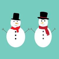 Snowman icon flat style. Vector eps10. Snowman with hat and scarf. Vector illustration. New year concept.