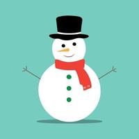 Snowman icon flat style. Vector eps10. Snowman with hat and scarf. Vector illustration. New year concept.