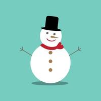 Snowman icon flat style. Vector eps10. Snowman with hat and scarf. Vector illustration. New year concept.