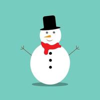 Snowman icon flat style. Vector eps10. Snowman with hat and scarf. Vector illustration. New year concept.