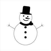 Snowman icon flat style. Vector eps10. Snowman with hat and scarf. Vector illustration. New year concept.