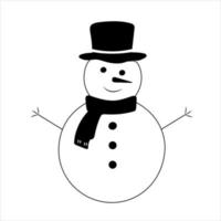 Snowman icon flat style. Vector eps10. Snowman with hat and scarf. Vector illustration. New year concept.