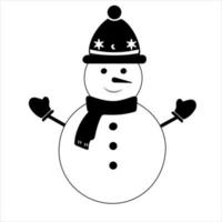 Snowman icon flat style. Vector eps10. Snowman with hat and scarf. Vector illustration. New year concept.