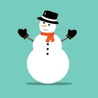 Snowman icon flat style. Vector eps10. Snowman with hat and scarf. Vector illustration. New year concept.