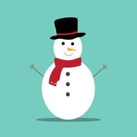 Snowman icon flat style. Vector eps10. Snowman with hat and scarf. Vector illustration. New year concept.