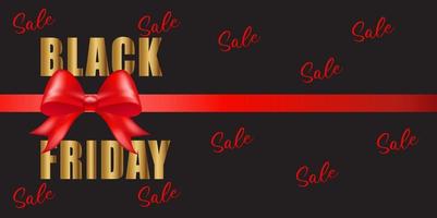 Black friday sale background with shiny red color bow vector