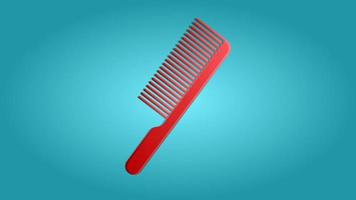 Cepillo de pelo de peluquería de plástico rojo de tendencia glamorosa de belleza hermosa y moderna sobre un fondo azul. ilustración vectorial vector
